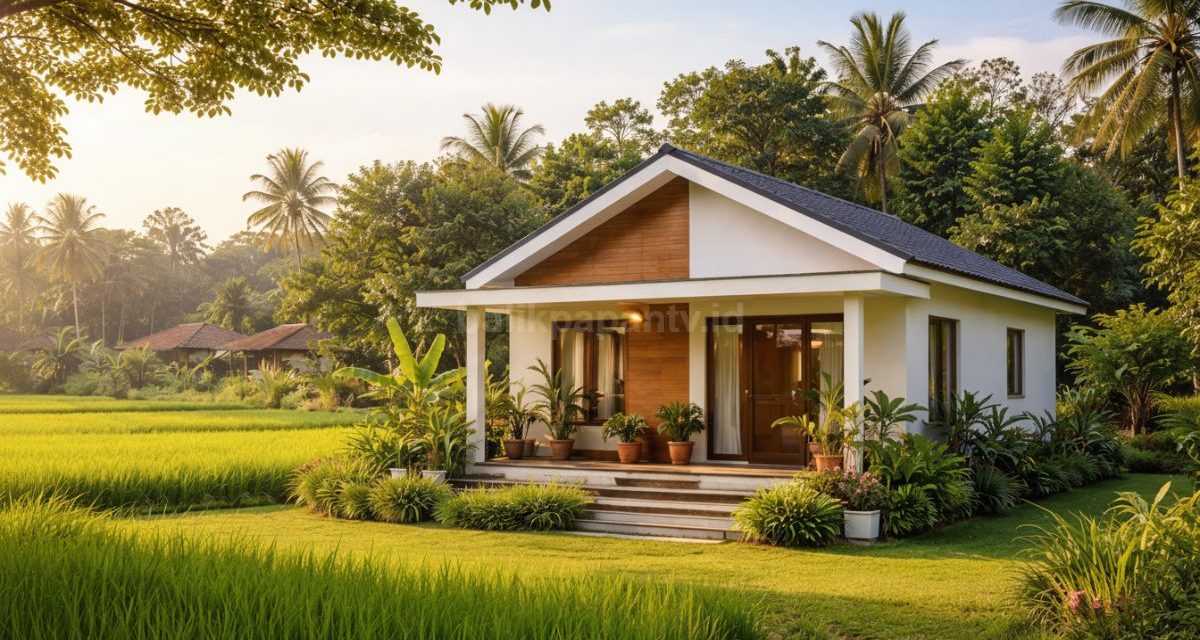 Hunian Minimalis Di Desa Dengan Pergola Alami Estetika