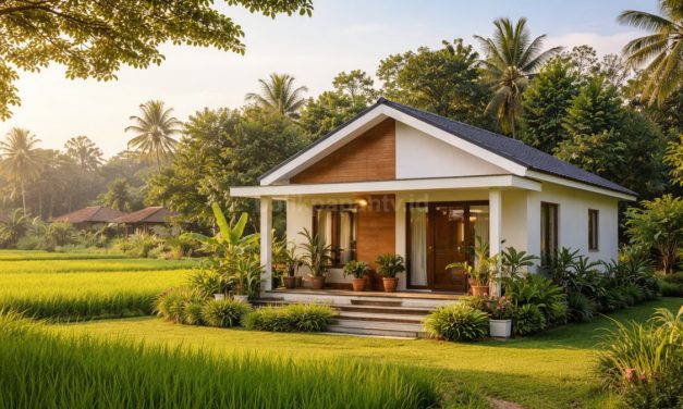 Hunian Minimalis Di Desa Dengan Pergola Alami Estetika